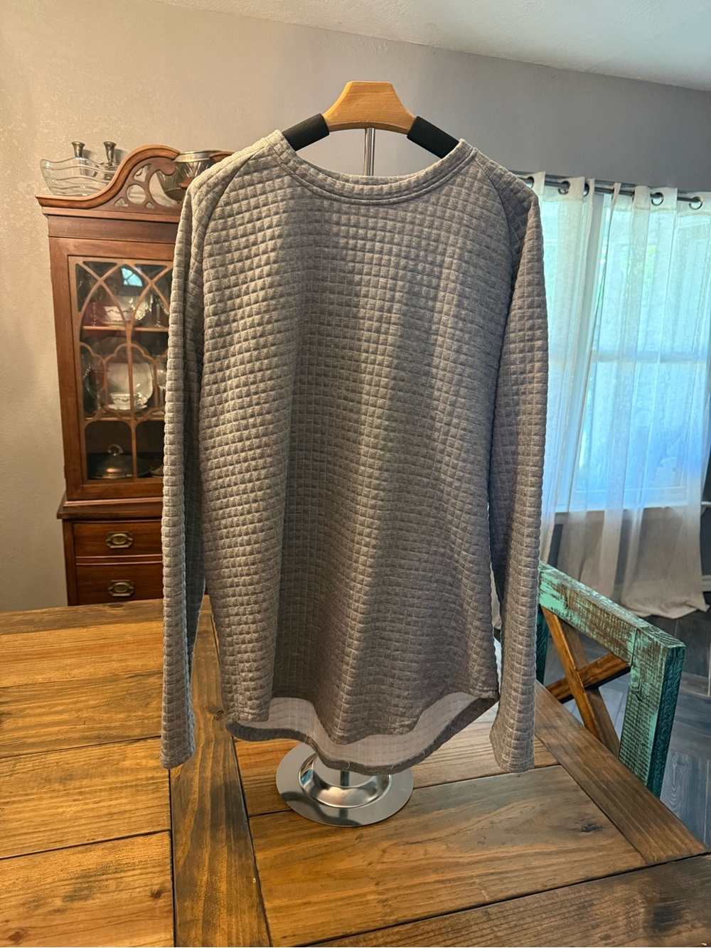 Amazon Men's Quilted Crewneck Sweater in Gray